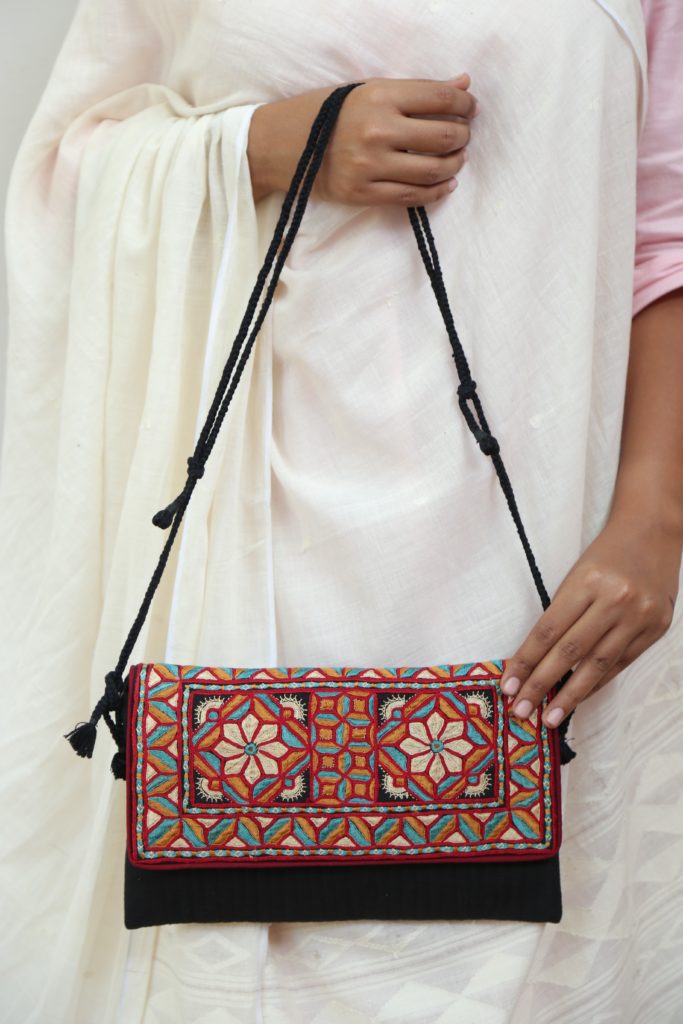 Black - Kutch Pakko Hand Embroidered Sling Bag 53