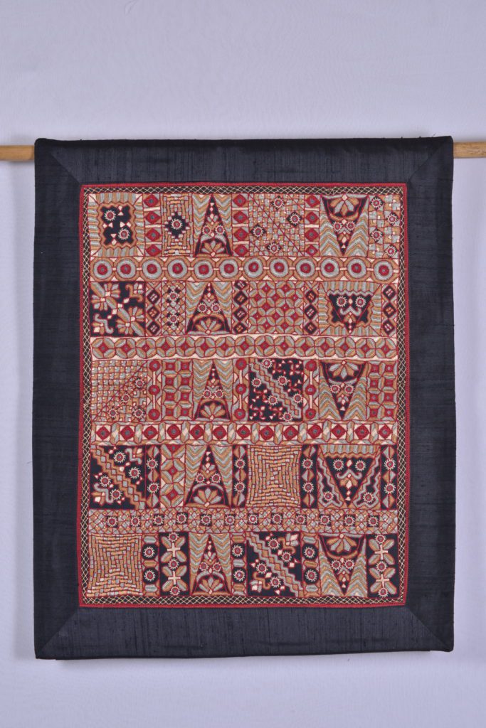 Black - Kutch Pakko Neran Hand Embroidered Cosmetic Pouch 202