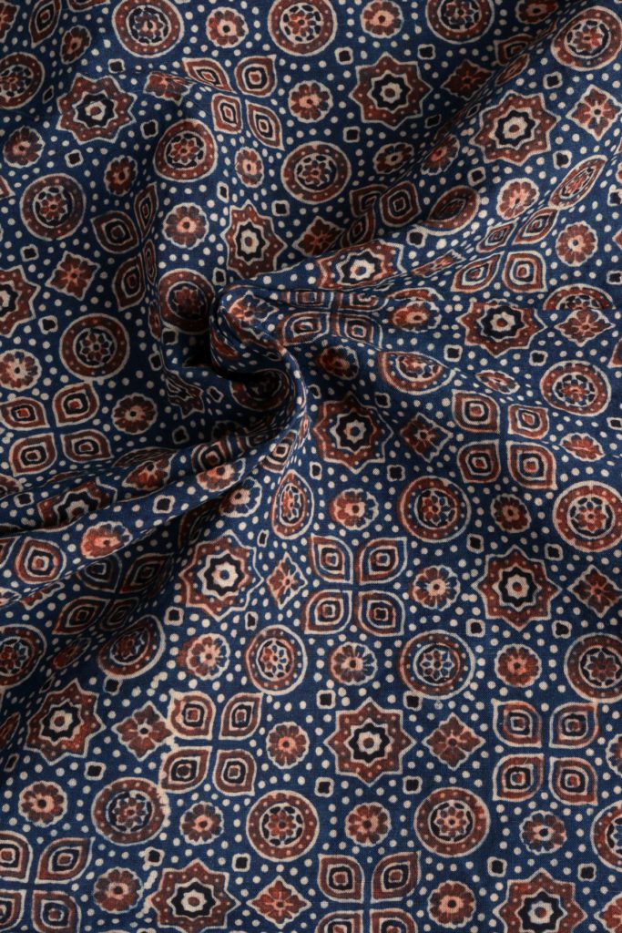 Naturally Dyed Indigo Ajrakh Print Fabric – Kutch Craft Collective